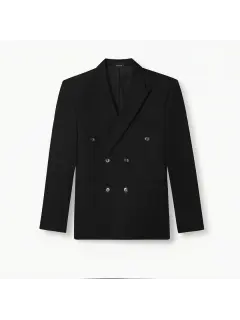 黒い6つボタンブレザー