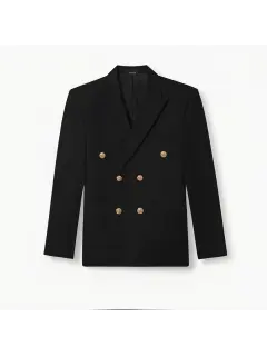 高級6つボタン金色ダブルブレストブレザー