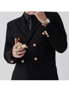 高級6つボタン金色ダブルブレストブレザー